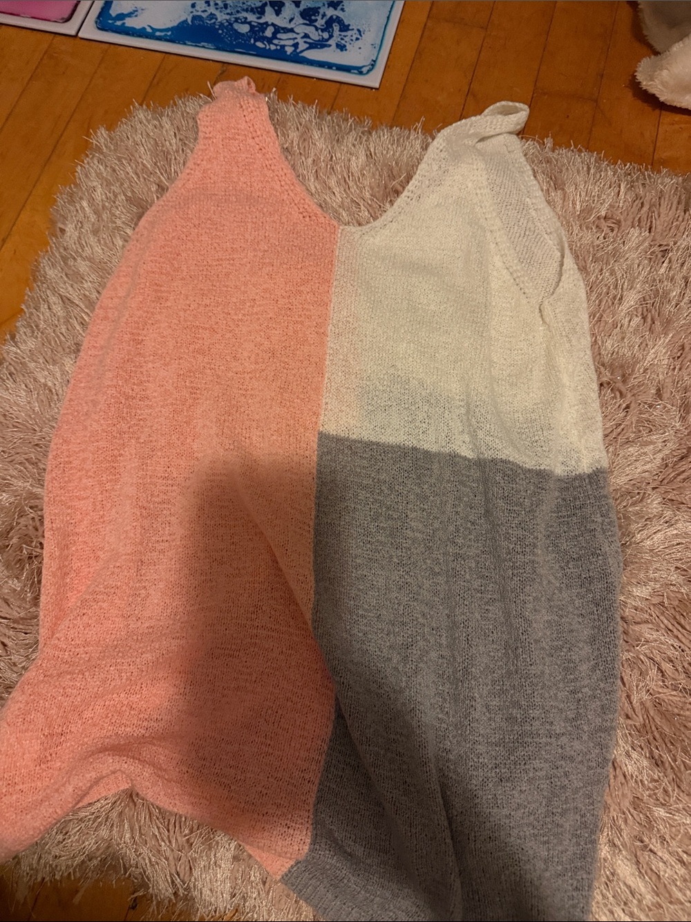 Vintage Colorblock Sweater in Peach, Cream & Gray